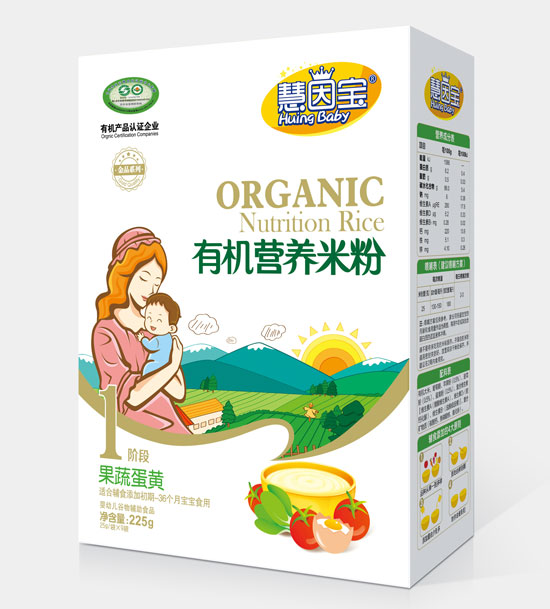 慧因?qū)毠叩包S1段盒裝有機(jī)營(yíng)養(yǎng)米粉