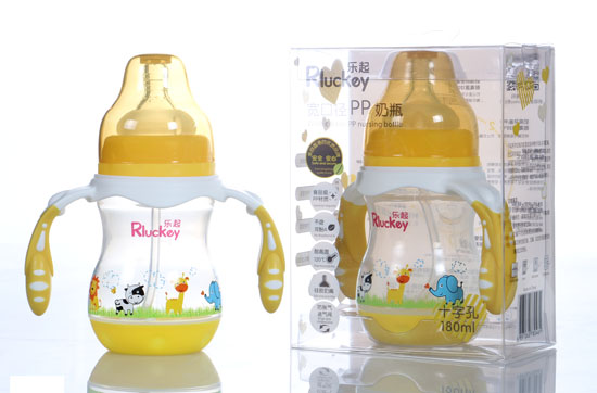 樂起180ml寬口PP奶瓶黃色