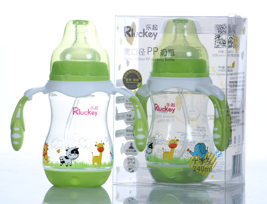 樂起240ml寬口徑PP奶瓶綠色