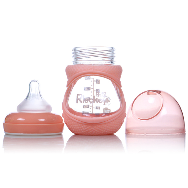 樂(lè)起防摔玻璃奶瓶粉色