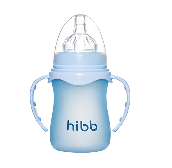 浩一貝貝感溫變色玻璃奶瓶藍(lán)色小款